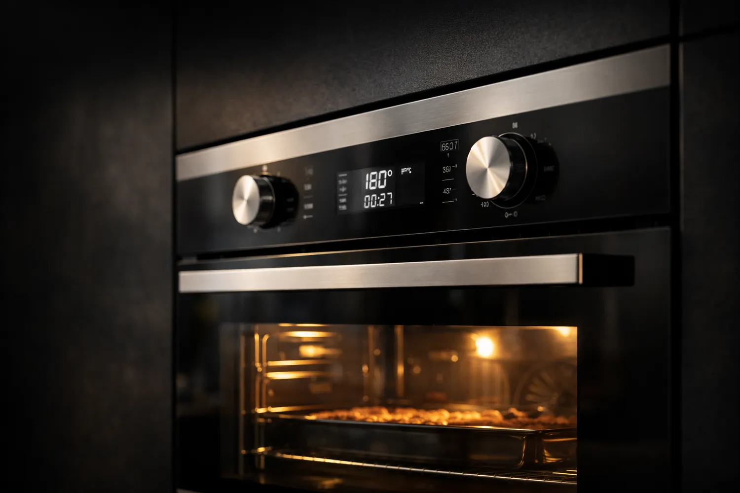 Panoul de comanda al unui cuptor incorporabil modern