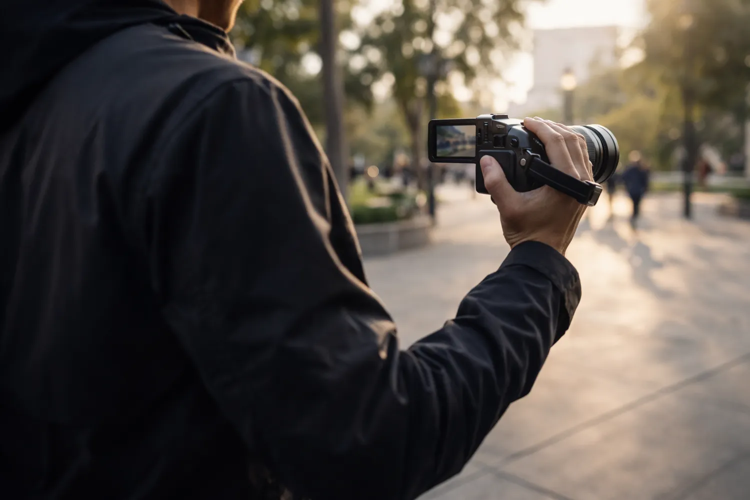 Cameră video folosită în mers pentru filmare stabilă și autofocus