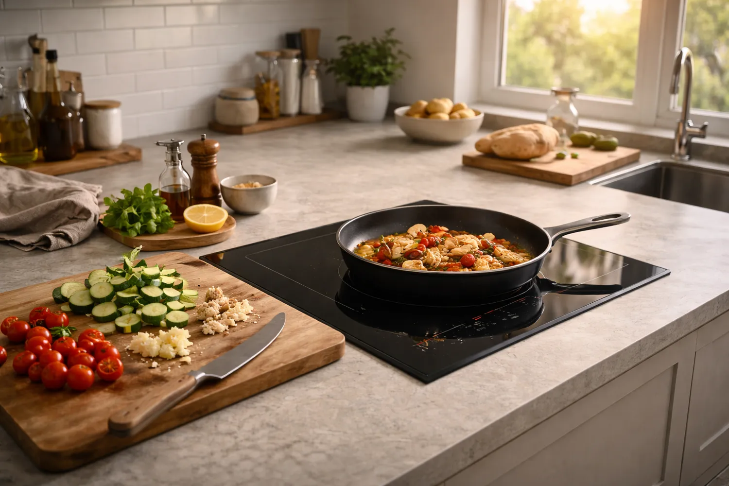 Plită cu inducție integrată într-o rutină reală de acasă