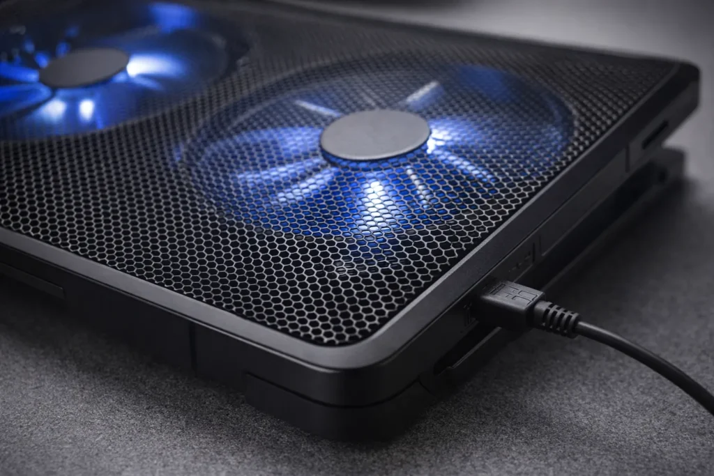 Cooler laptop cu ventilatoare – detaliu construcție
