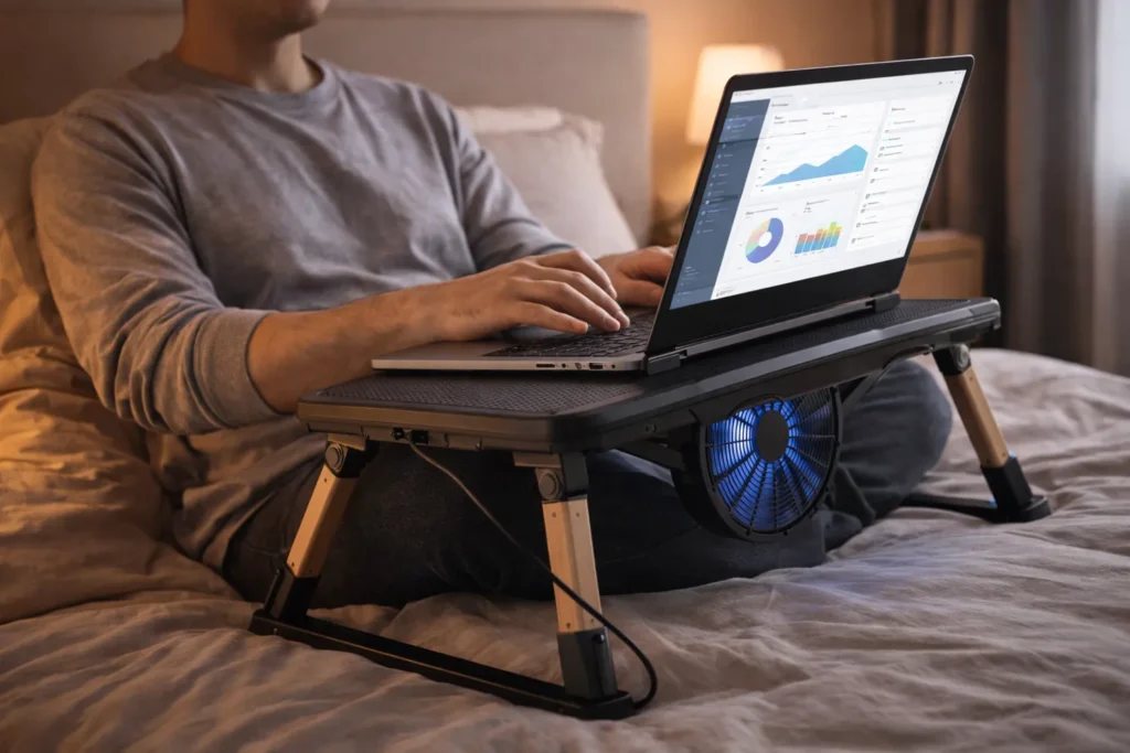 Masă laptop cu ventilator pentru pat
