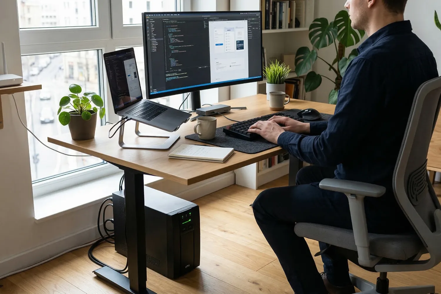 UPS pentru calculator într-un setup de work from home