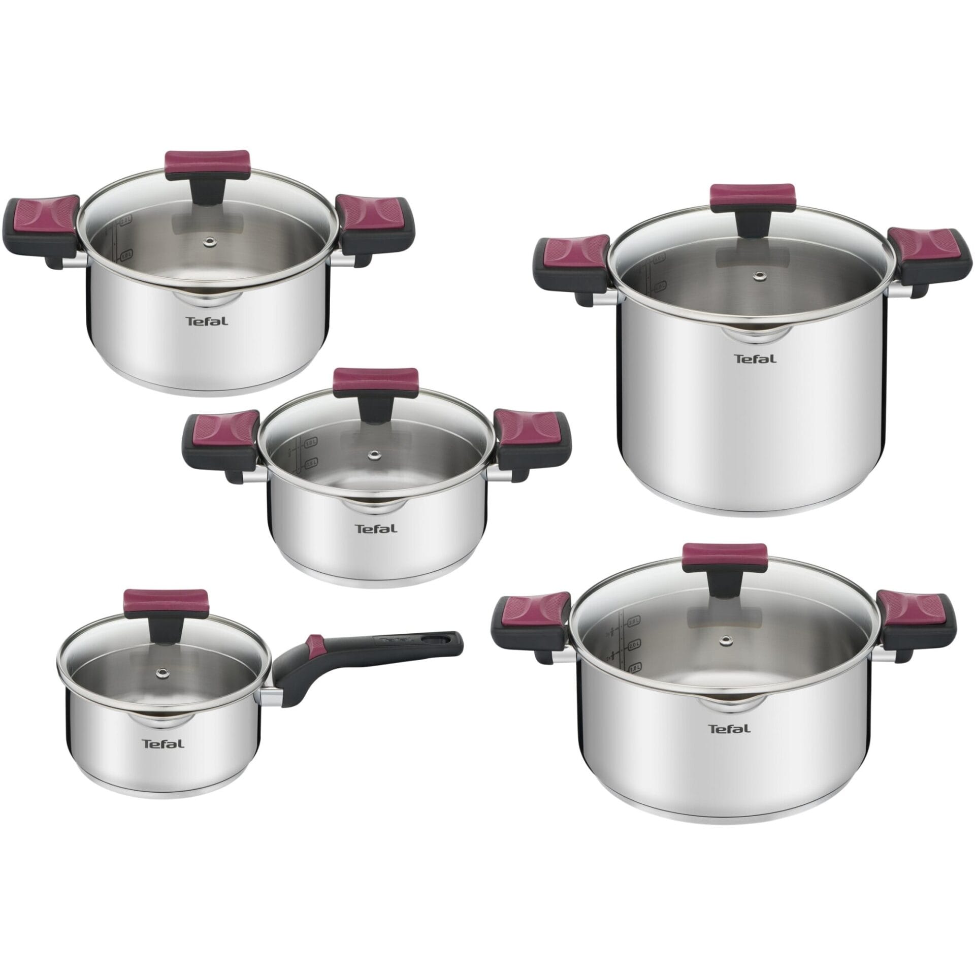 Set oale cu capac Tefal Cook & Clip, 10 piese, inductie, otel inoxidabil Set oale cu capac Tefal Cook & Clip, 10 piese, inductie, otel inoxidabil
