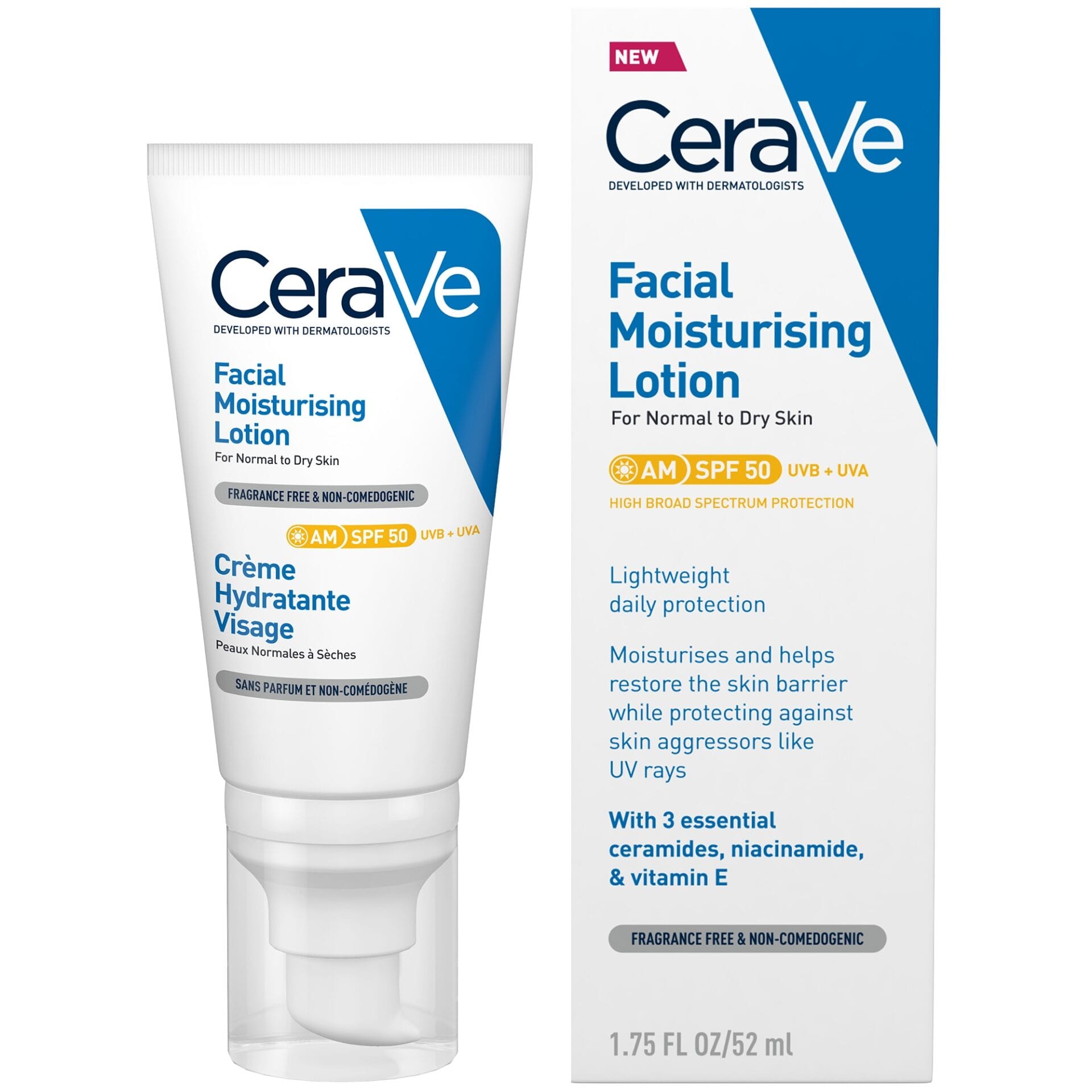 Crema hidratanta de fata CeraVe SPF 50 ten normal-uscat Crema hidratanta de fata CeraVe SPF 50 ten normal-uscat