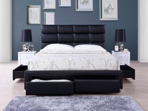 Pat tapitat cu sertare pentru depozitare Pat tapitat cu sertare pentru depozitare