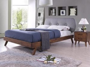 Pat tapitat stofa lemn masiv Pat tapitat stofa lemn masiv