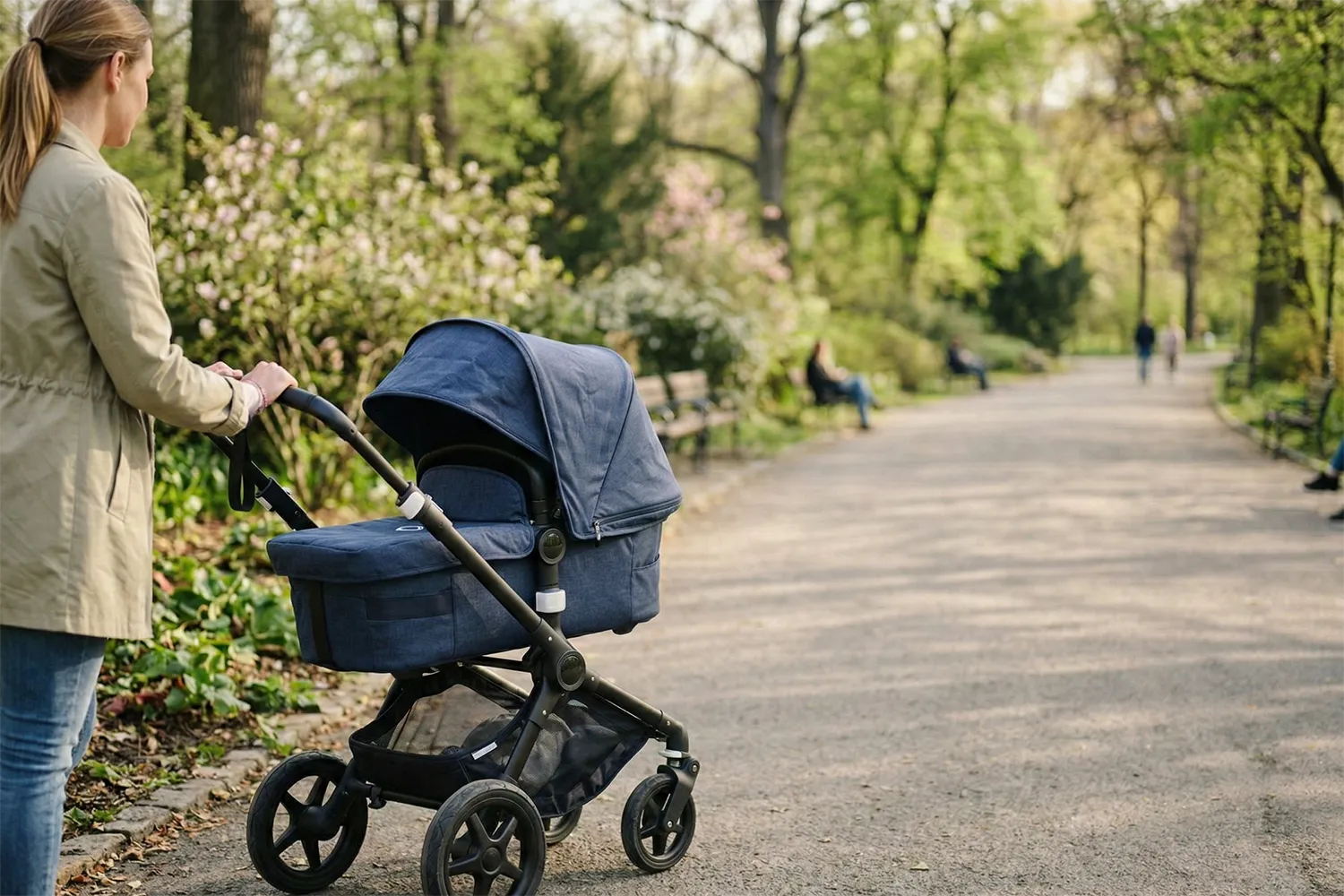 Plimbare în parc cu cărucior cu landou