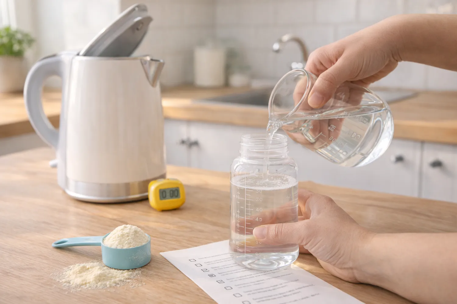 Prepararea corectă a laptelui praf în biberon