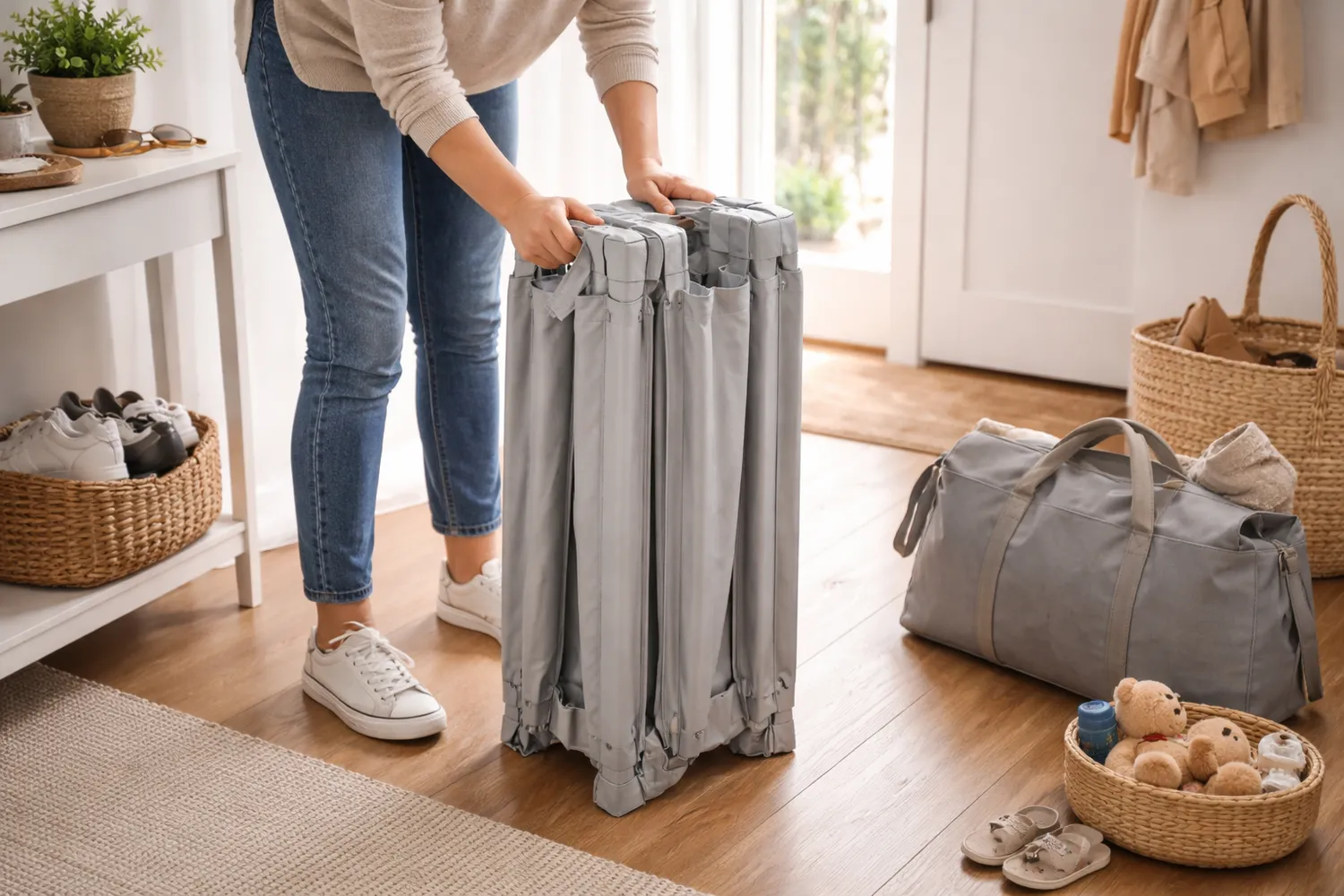 Țarc pliabil pentru copii ușor de transportat și depozitat