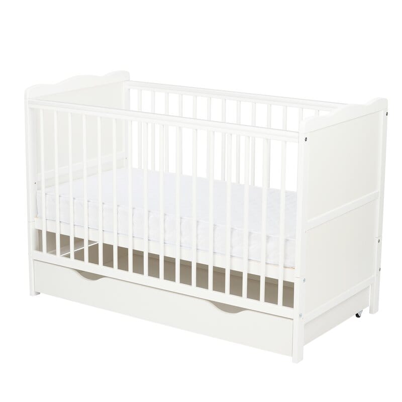 Patut din lemn bebe, Cu sertar, Multifunctional Qmini Julia