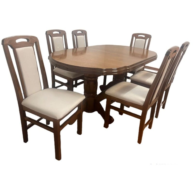 Set masă living SB Nork nuc plus 6 scaune SB Tim nuc