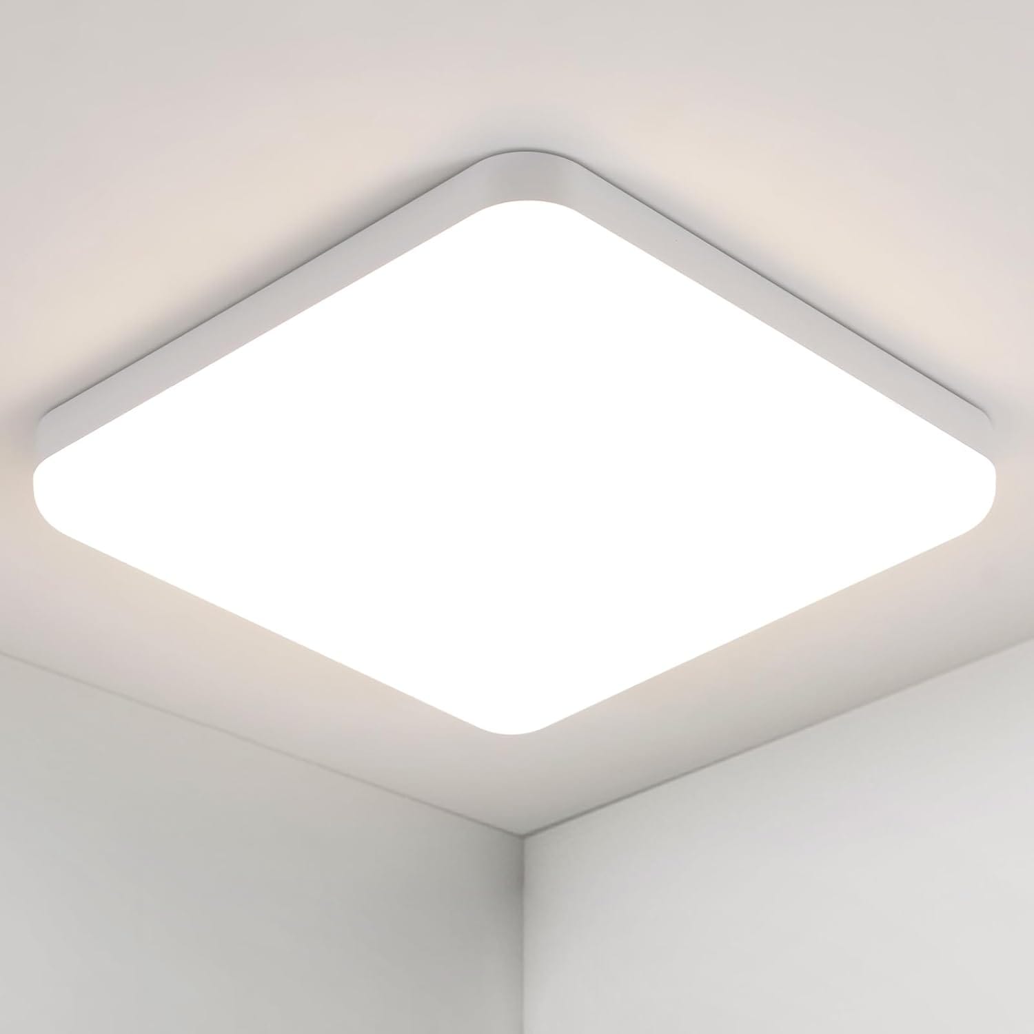 Plafoniera LED, Goeco, Patrata, 25cm, Alb, 32W, 3600LM