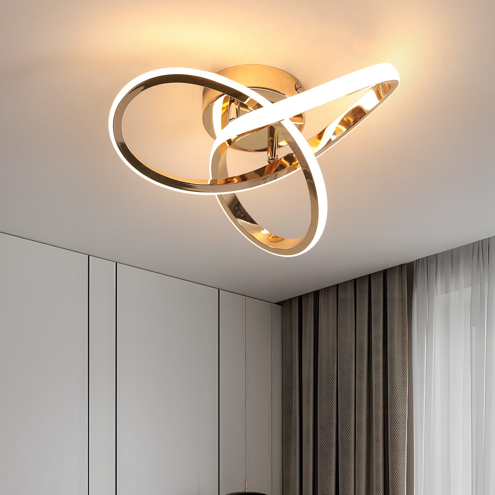 Plafoniera LED, Goeco, Trifoi, Auriu, 25cm