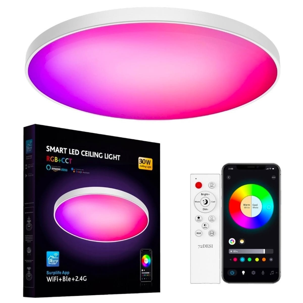 Plafoniera LED RGB inteligenta WIFI+Bluetooth 72DESI