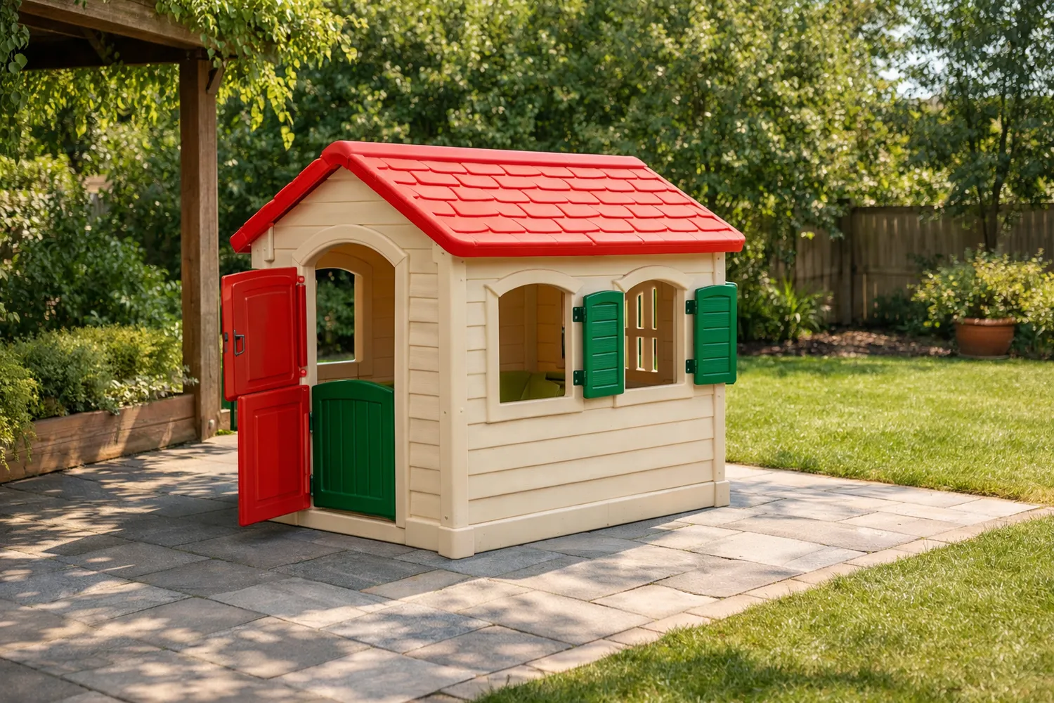 Căsuță de joacă pentru copii în curte, amplasată corect și sigur