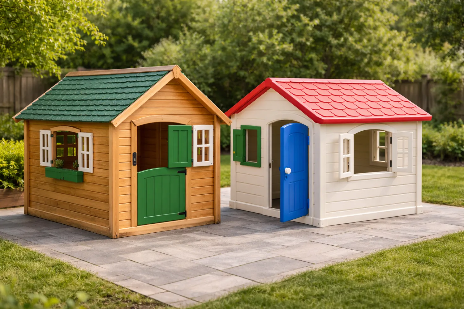 Căsuță din lemn vs căsuță de plastic pentru copii