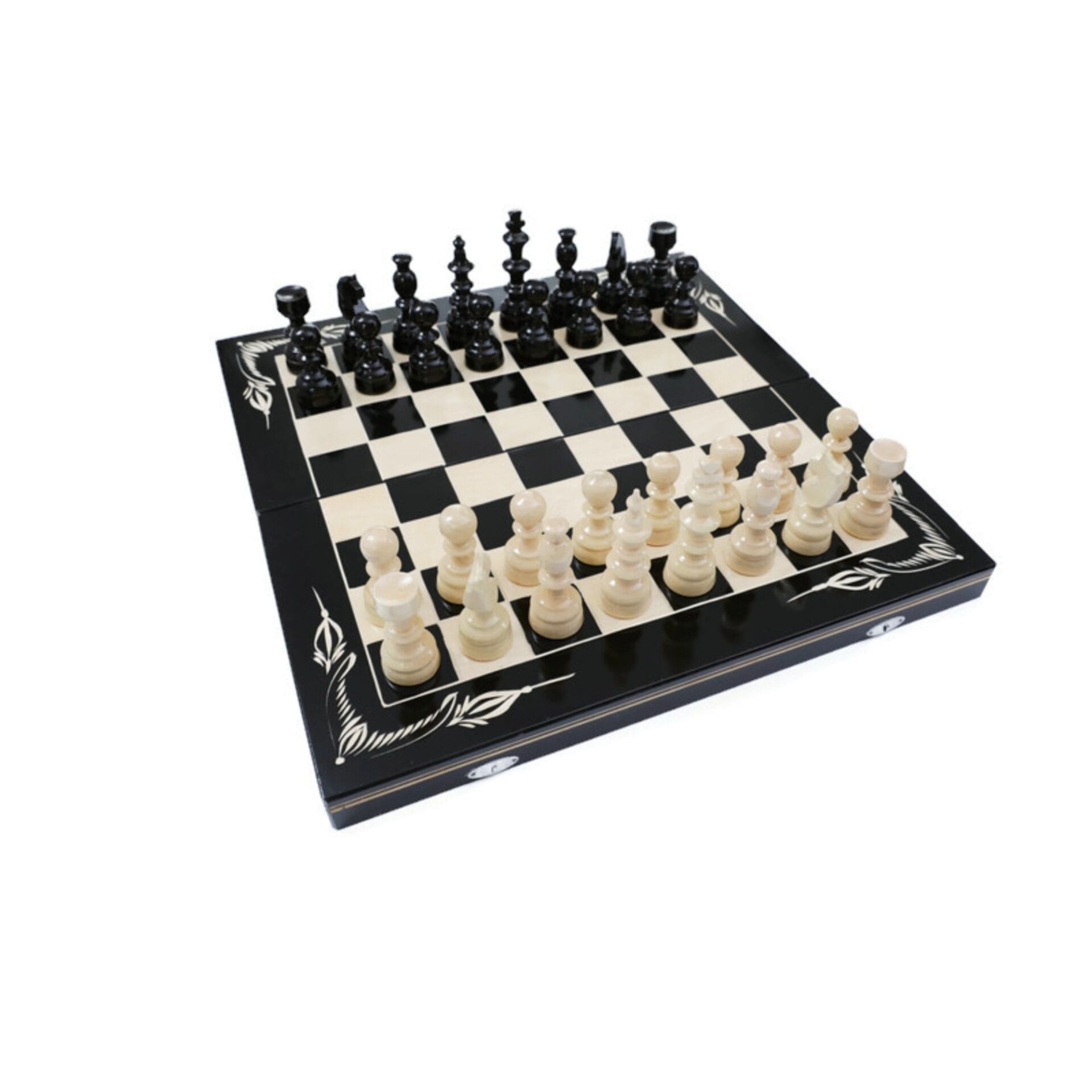 Joc sah si table, 50 x 50 cm, negru cu alb, lucrat manual Joc sah si table, 50 x 50 cm, negru cu alb, lucrat manual