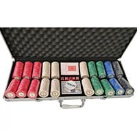 Set poker cu 500 chips-uri CERAMIC si servieta din aluminiu