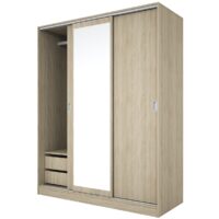 Dulap Irim Nevada, 3 usi, oglinda, Culoare Sonoma Dark