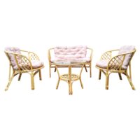 Set mobilier gradina cu 2 scaune si canapea, Bahama Honey, Lemn/Sticla