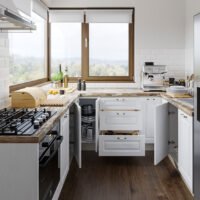 Set Bucatarie Cucina in U – Alb Structo