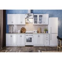 Set mobila bucatarie Provence, MDF, Alb fibros