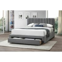 Pat Tapitat cu sertar Grama, 180x200 cm, Gri Pat Tapitat cu sertar Grama, 180x200 cm, Gri