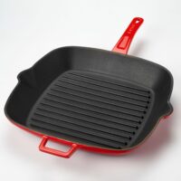 Tigaie grill patrata, fonta, 28x28 cm, Rosu - LAVA