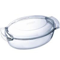 Vas oval cu capac Pyrex Classic, din sticla termorezistenta, 4,4L + 1,4L