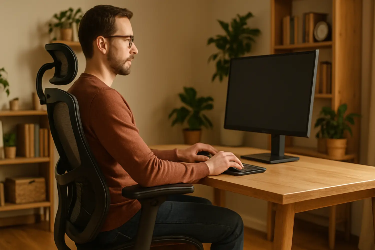 Postură corectă la birou cu scaun ergonomic Postură corectă la birou cu scaun ergonomic