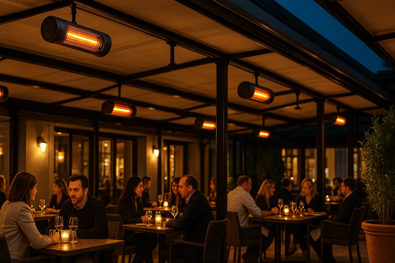 Radiatoare infraroșu pentru terase de restaurant Radiatoare infraroșu pentru terase de restaurant