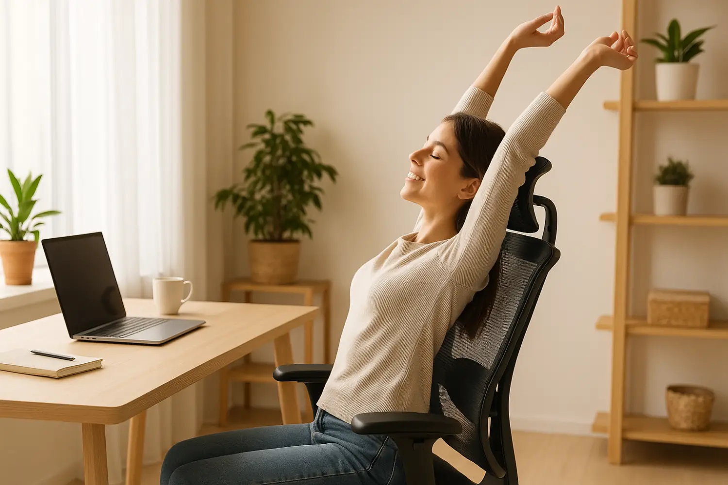 Relaxare la birou cu scaun ergonomic confortabil Relaxare la birou cu scaun ergonomic confortabil