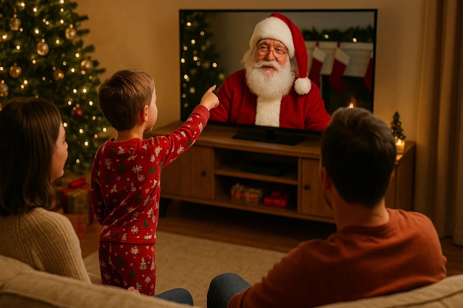 Vizionare mesaj de la Mos Craciun alaturi de familie