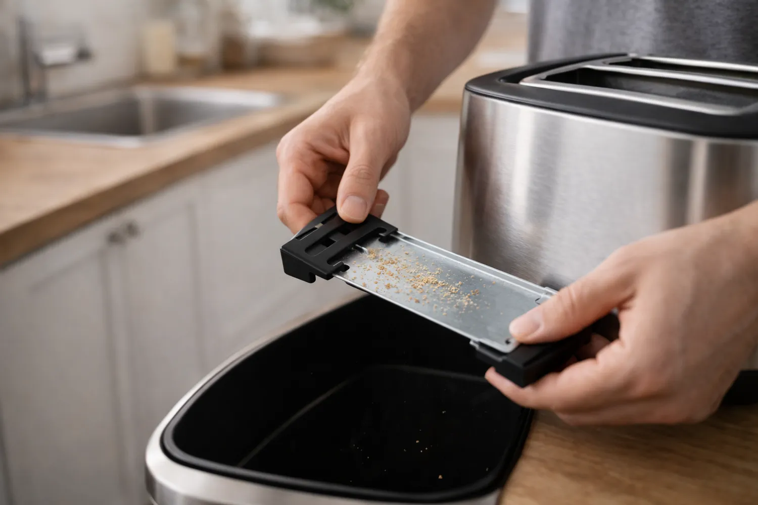 Curățare ușoară tavă pentru firimituri la prăjitorul de pâine