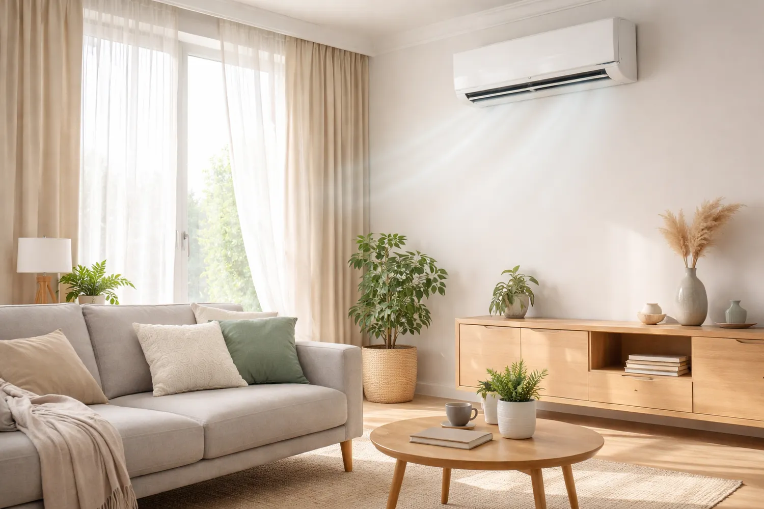 Aer condiționat inverter într-un living modern