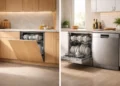 Comparație vizuală între o mașină de spălat vase incorporabilă și una standard
