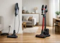 Comparație vizuală între un aspirator vertical cu fir și unul fără fir