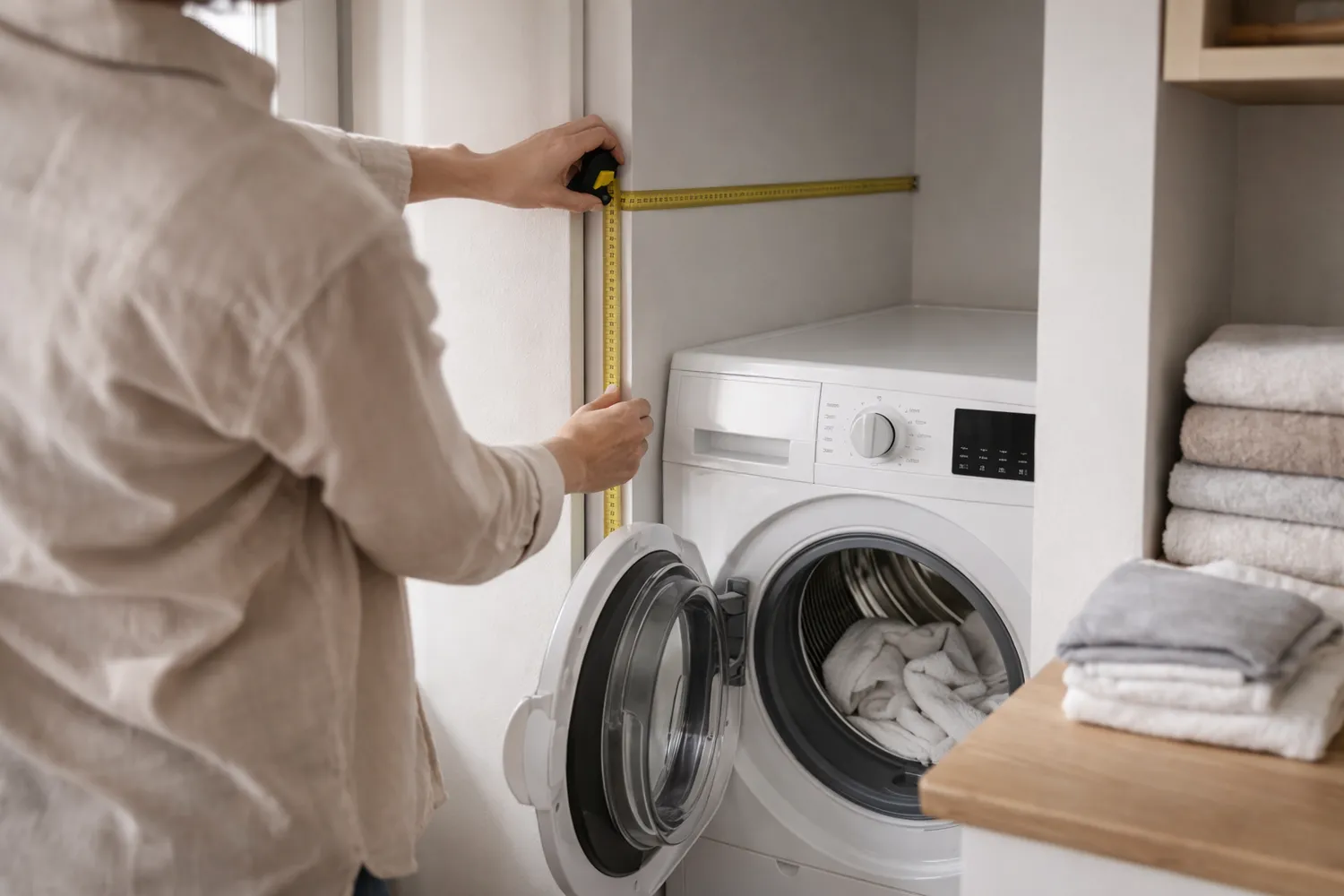 Măsurarea spațiului pentru un uscător de rufe într-un apartament Măsurarea spațiului pentru un uscător de rufe într-un apartament