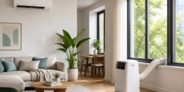 Comparație aer condiționat portabil vs clasic într-un living modern