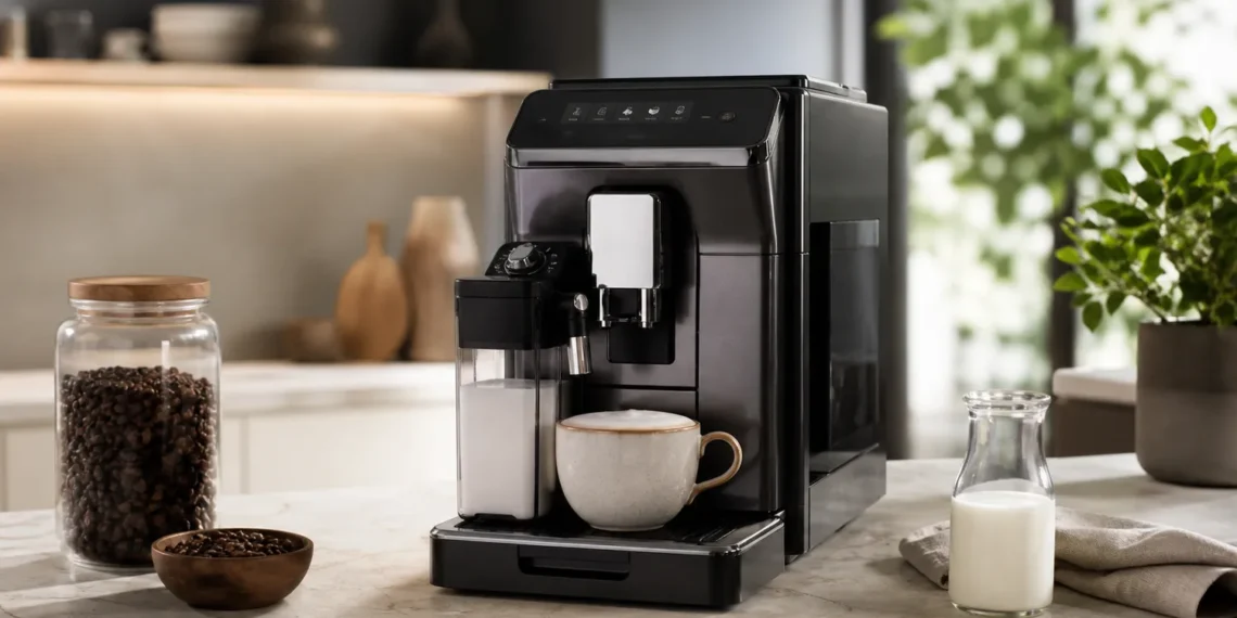 Espressor automat pentru cappuccino în bucătărie