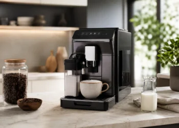 Espressor automat pentru cappuccino în bucătărie