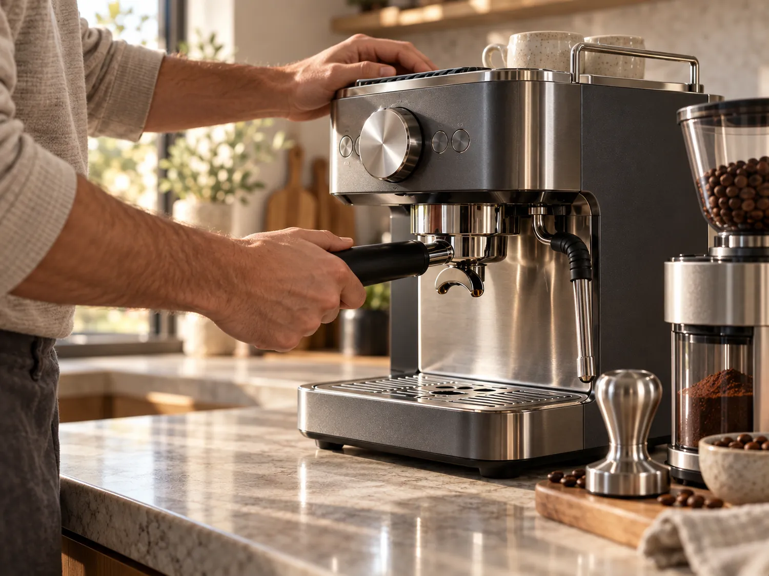 Prepararea unui espresso cu espressor manual și portafiltru Prepararea unui espresso cu espressor manual și portafiltru