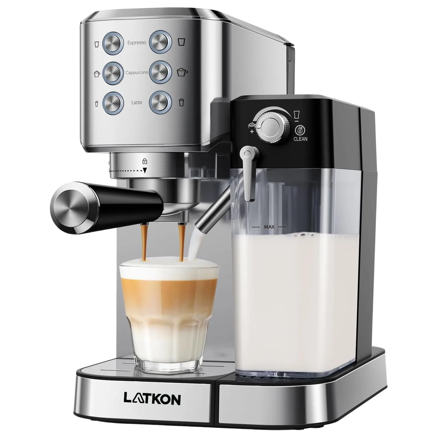 Espressor Manual, Latkon, 1350W, Presiune 20 bar Espressor Manual, Latkon, 1350W, Presiune 20 bar
